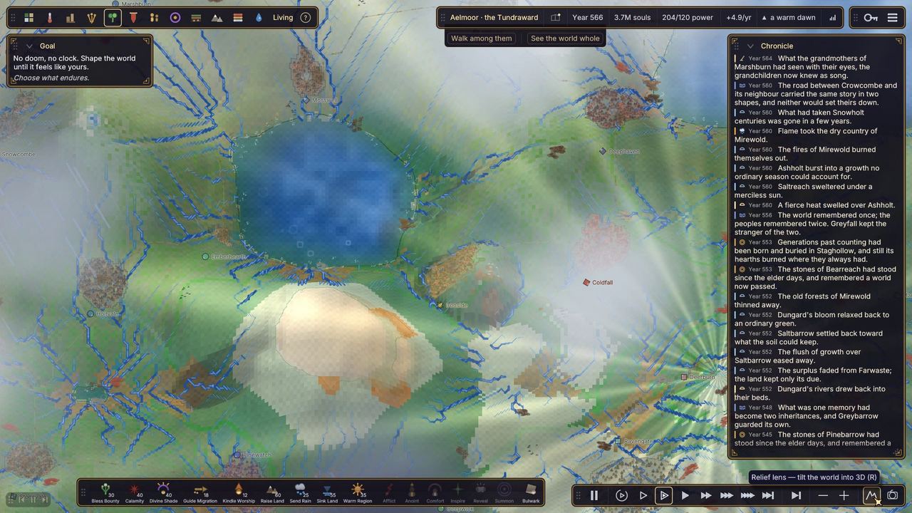 God-rays across the 3D relief world